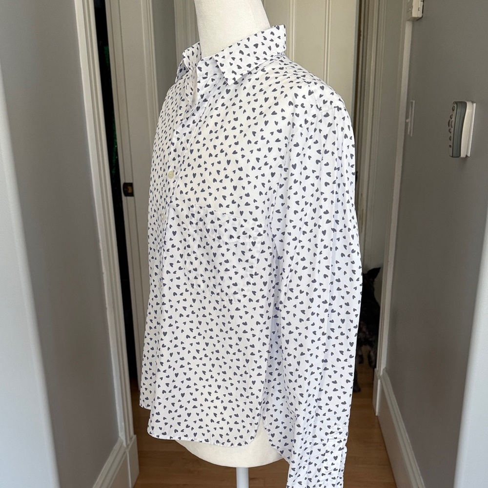 Frank & Eileen White Button Down with Blue heart … - image 6